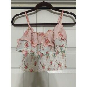 Rue 21 Cottage Core Fairy Core Whimsical Smocked Baby Doll Floral Top XL (T51)